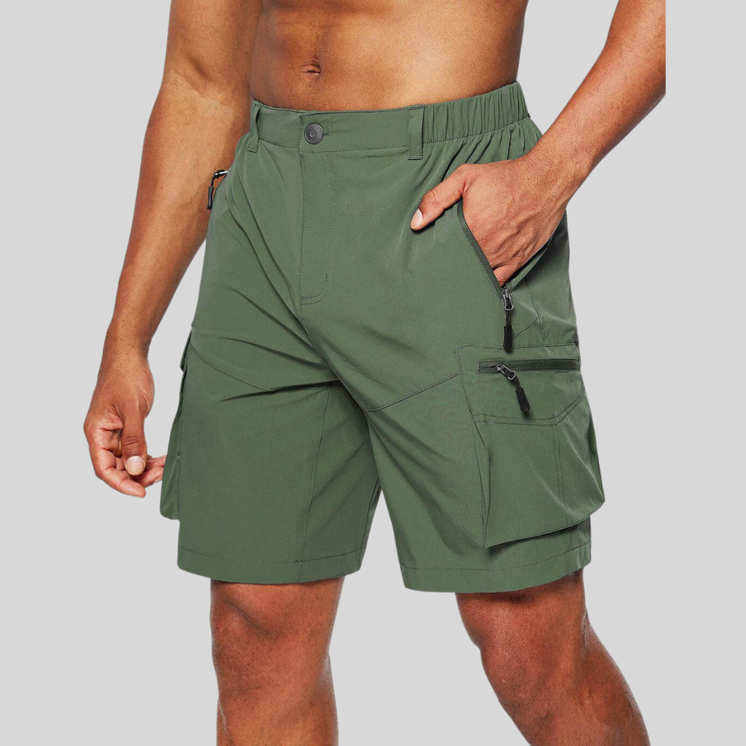 Zip Pocket Elasticated Waist Outdoor Cargo Shorts