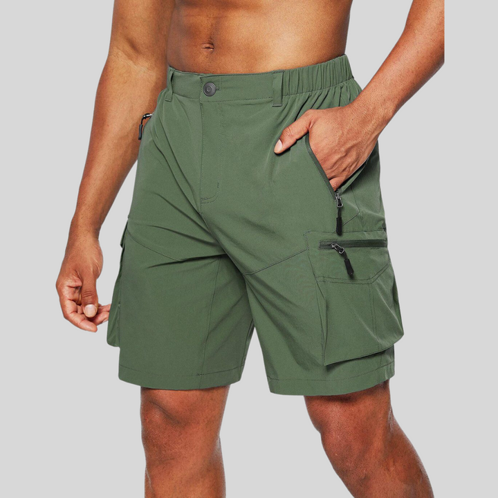 Zip Pocket Elasticated Waist Outdoor Cargo Shorts