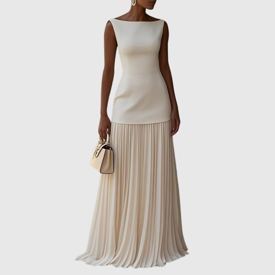 Sleeveless Pleated Hem Maxi Dress Elegant