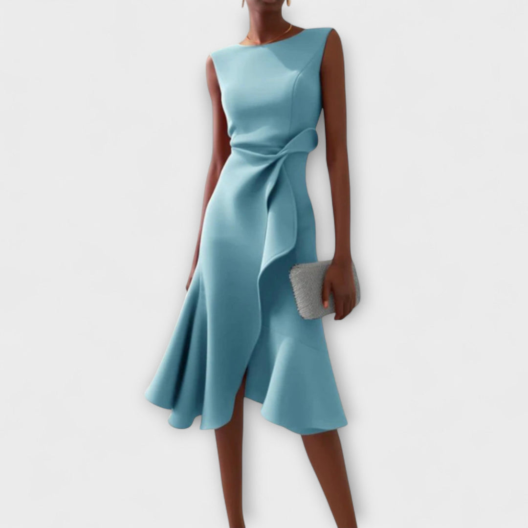 Women's Ruffle Midi Dress Cocktail Wedding Guest