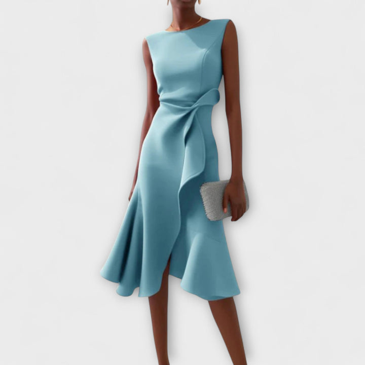 Women's Ruffle Midi Dress Cocktail Wedding Guest