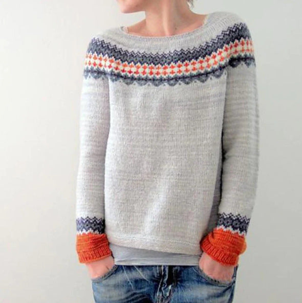 Beatrix | Women's Boat Neck Sweater with Forest Tree Print