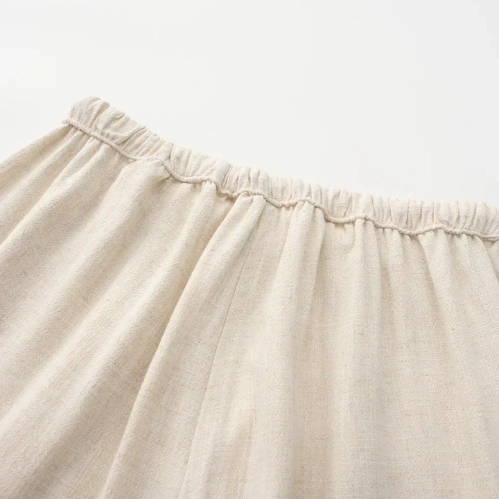 Drawstring Straight Leg Linen Trousers - Relaxed Casual Fit