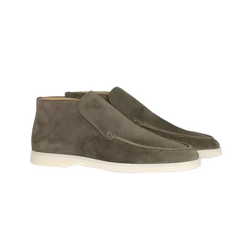 Suede Moc Toe Slip On Mid Cut Casual Loafer Boot