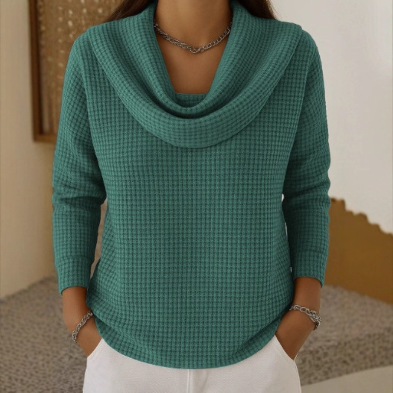 Wren | Women's Cowl Neck Waffle Knit Sweater