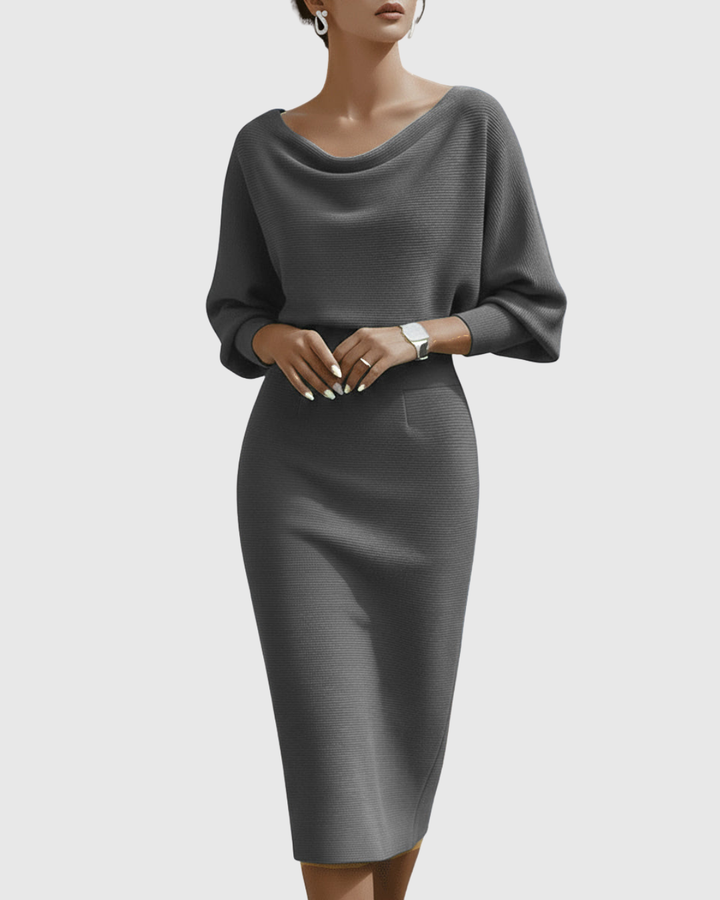 Elegant Knit Midi Cocktail Dress