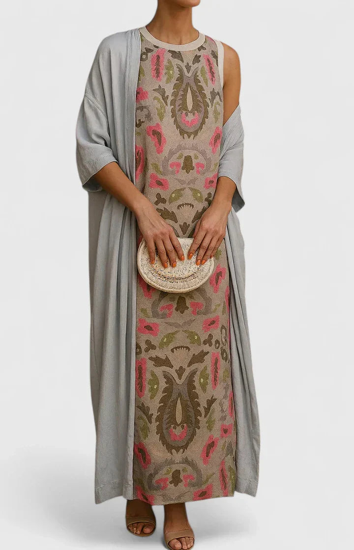 Elegant Sleeveless Printed Maxi Dress Loose Fit