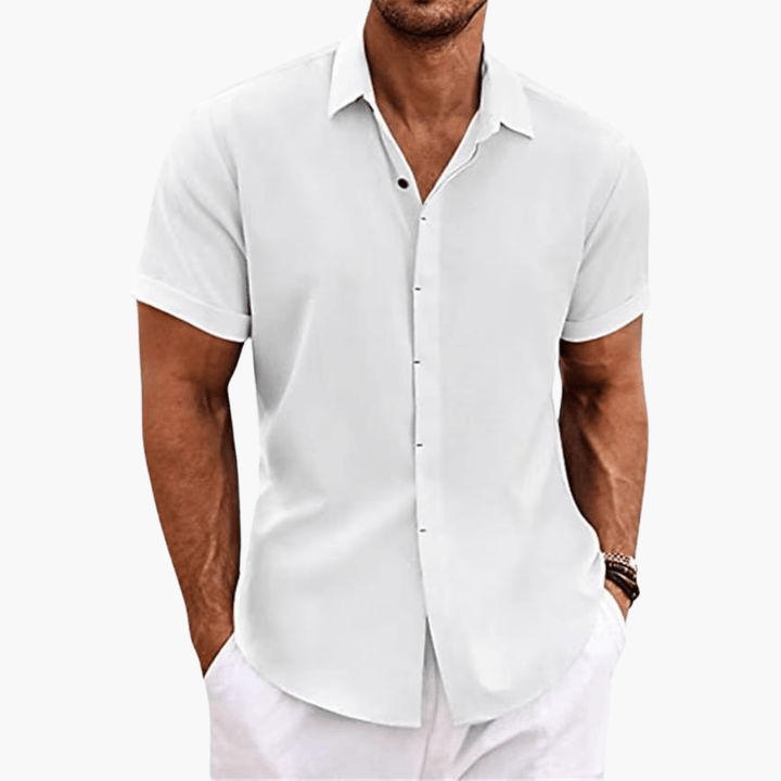 Short Sleeve Linen Button Down Casual Shirt Men