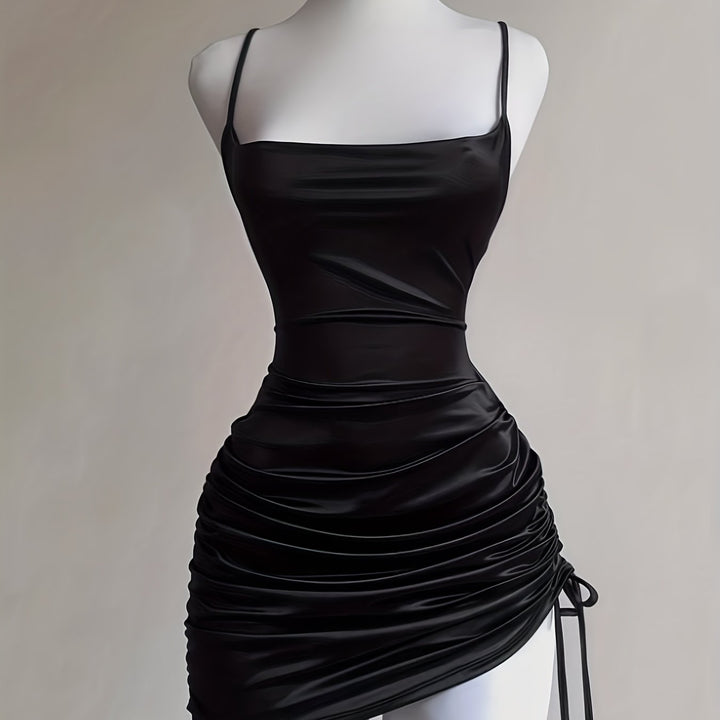 Ruched Drawstring Homecoming Mini Dress