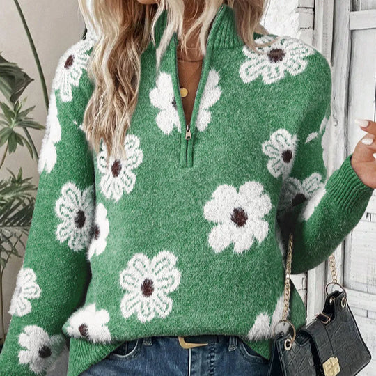 Bloom | Women's Half-Zip Floral Print Sweater