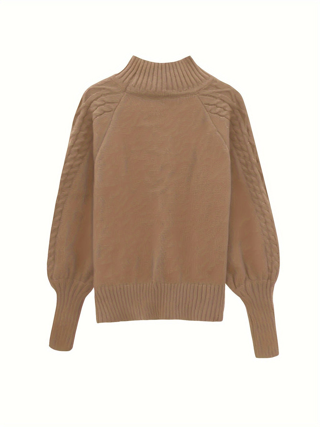 Isolde | Women's Puff Sleeve Mock Neck Cable Knit Sweater