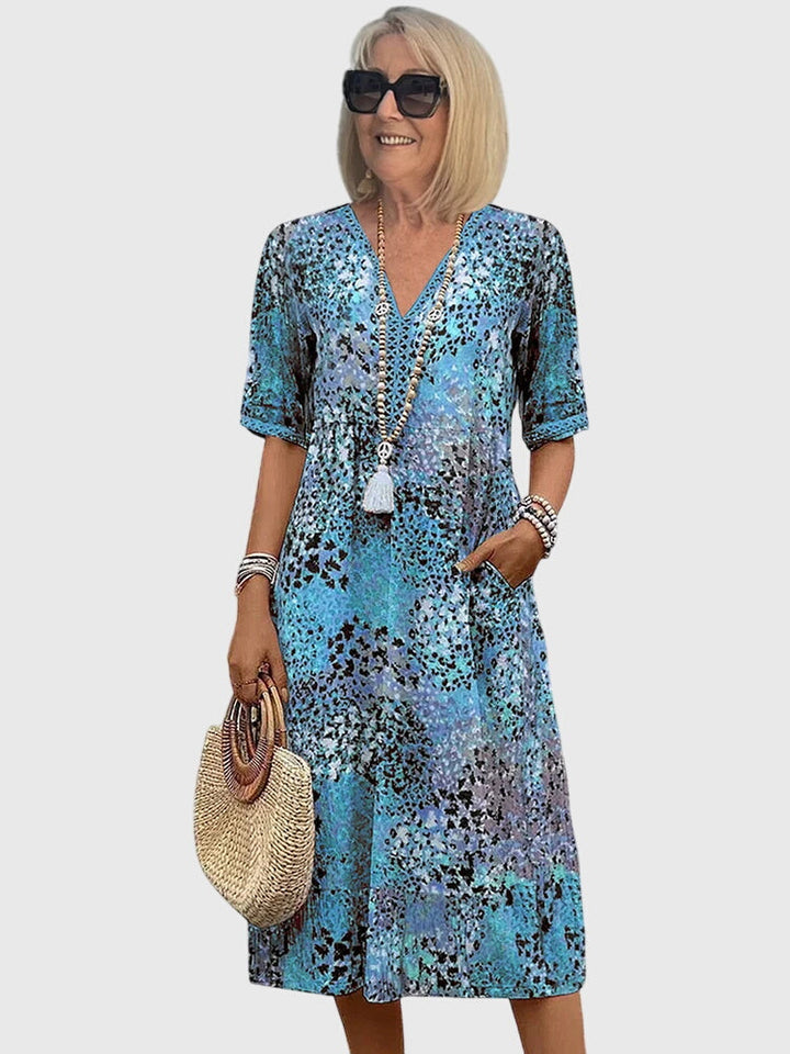 Women's Boho Floral Midi Dress Casual Summer