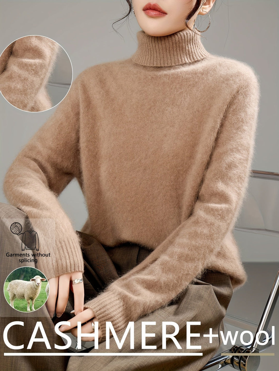 Wren | Women's Cashmere Wool Turtleneck Sweater