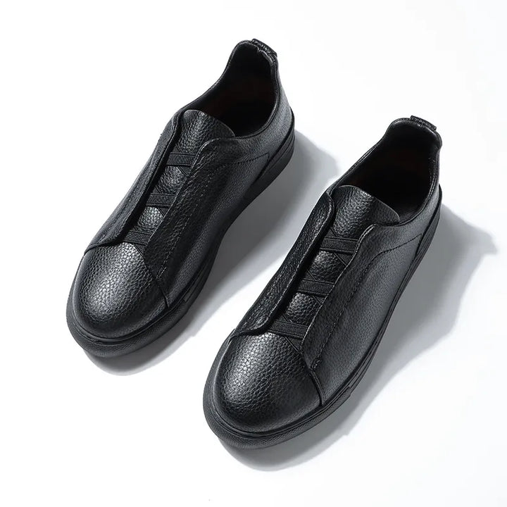 Pebbled Leather Slip On Mens Casual Shoes - Minimal Style