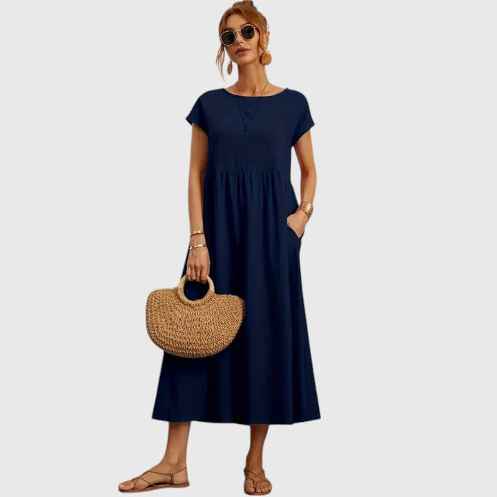 Casual Cotton Linen A Line Summer Maxi Dress