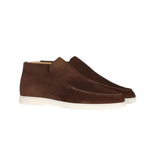 Suede Moc Toe Slip On Mid Cut Casual Loafer Boot