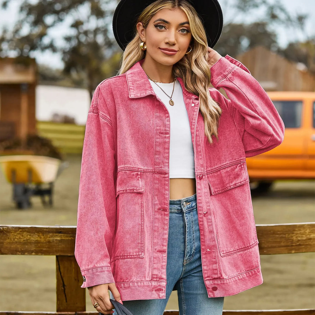 Marguerite | Women's Oversized Denim Shirt Jacket with Patch Pockets