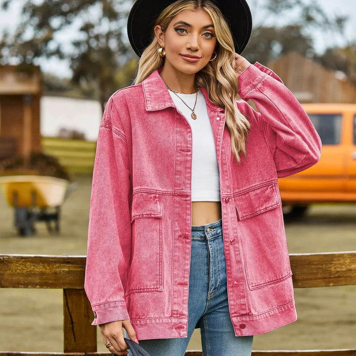 Marguerite | Women's Oversized Denim Shirt Jacket with Patch Pockets