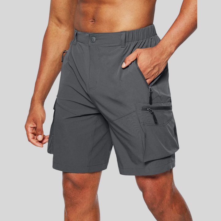 Zip Pocket Elasticated Waist Outdoor Cargo Shorts
