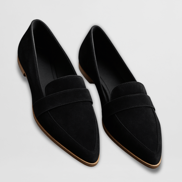 Suede Penny Strap Pointed Toe Loafers Women