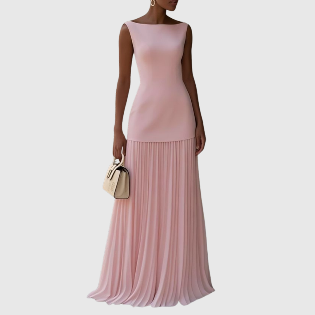 Sleeveless Pleated Hem Maxi Dress Elegant