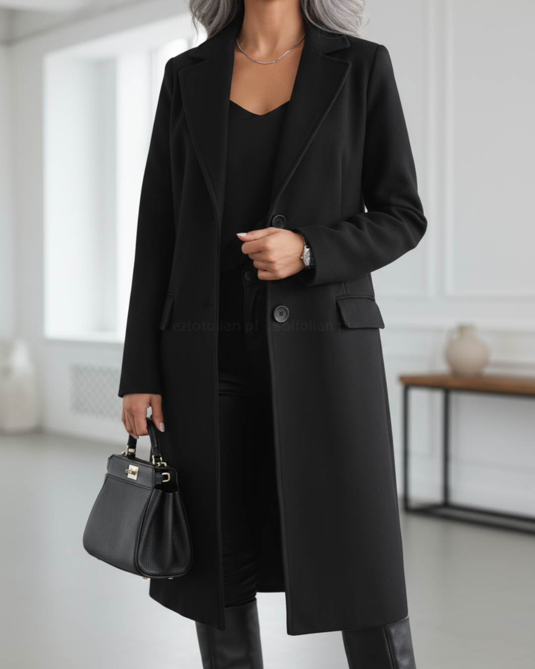 Cressida | Women's Long Overcoat with Flap Pockets