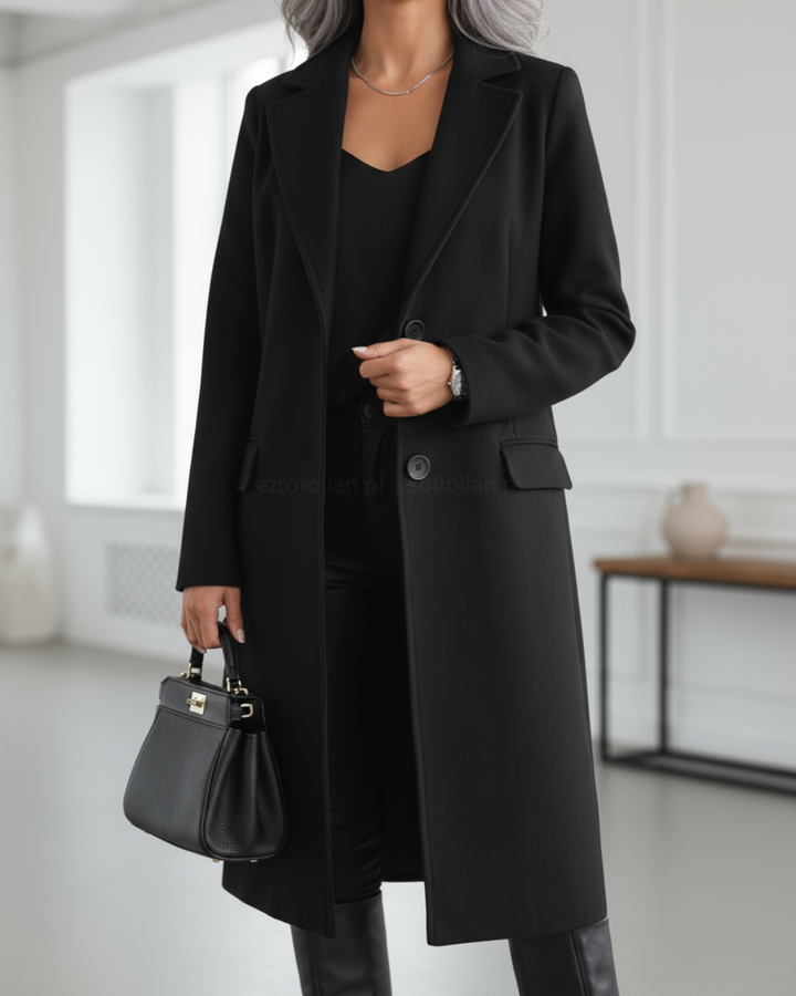 Cressida | Women's Long Overcoat with Flap Pockets