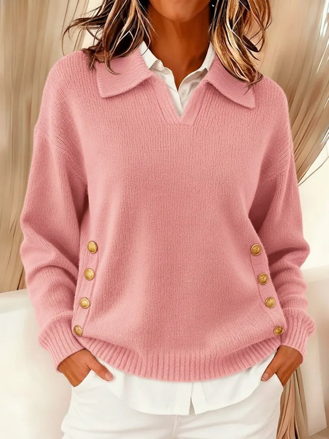 Rosalind | Women's V-Neck Collared Polo Sweater