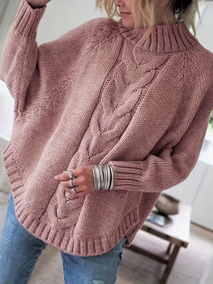 Isolde | Women's Oversized Cable Knit Turtleneck Sweater