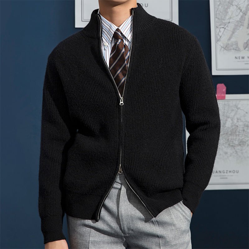 Warren | Men's Full Zip Ribbed Cotton Knit Cardigan Sweater