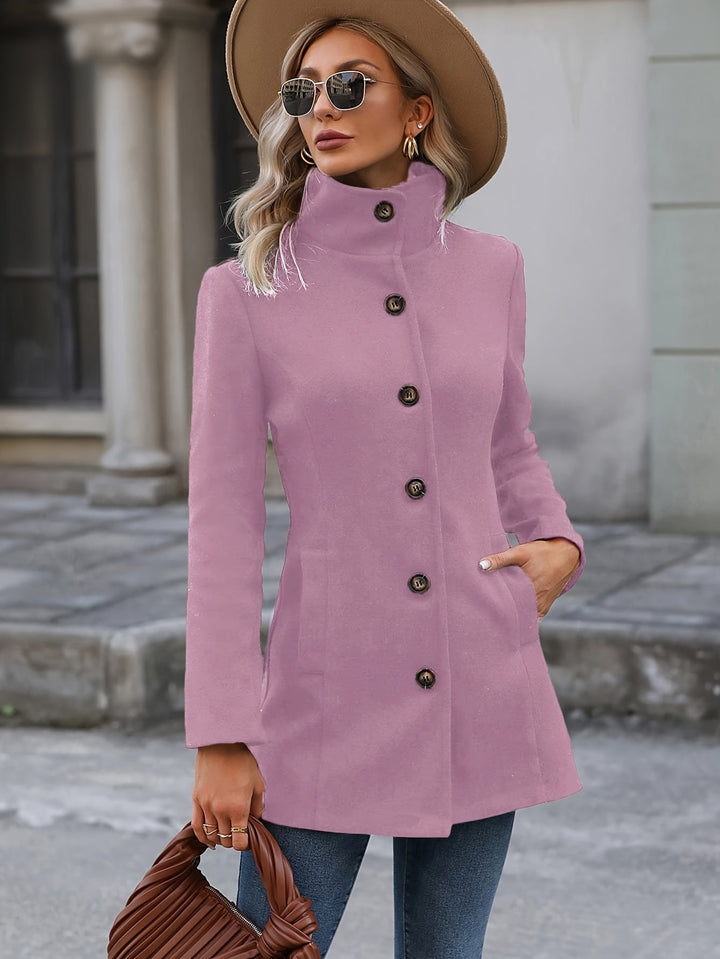 Elspeth | Women's Long Tailored Jacket with Cinched Waist and Button Front