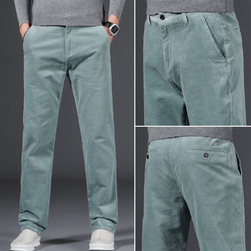 Slim Straight Corduroy Casual Trousers - Smart Everyday Fit