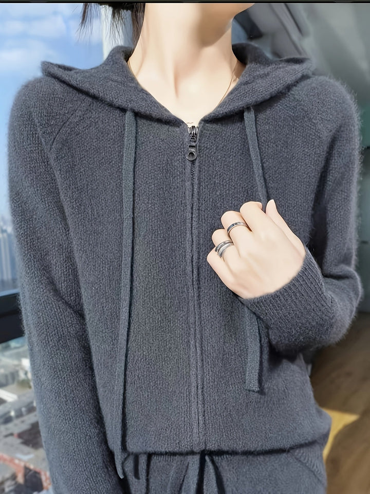 Isolde | Women's Zip-Up Hooded Cardigan for Layering
