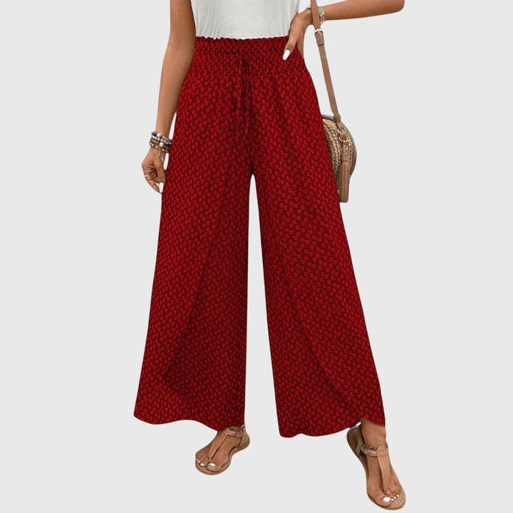 Printed Smocked Waist Wide Leg Palazzo Pants Women - Casual