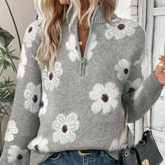 Bloom | Women's Half-Zip Floral Print Sweater
