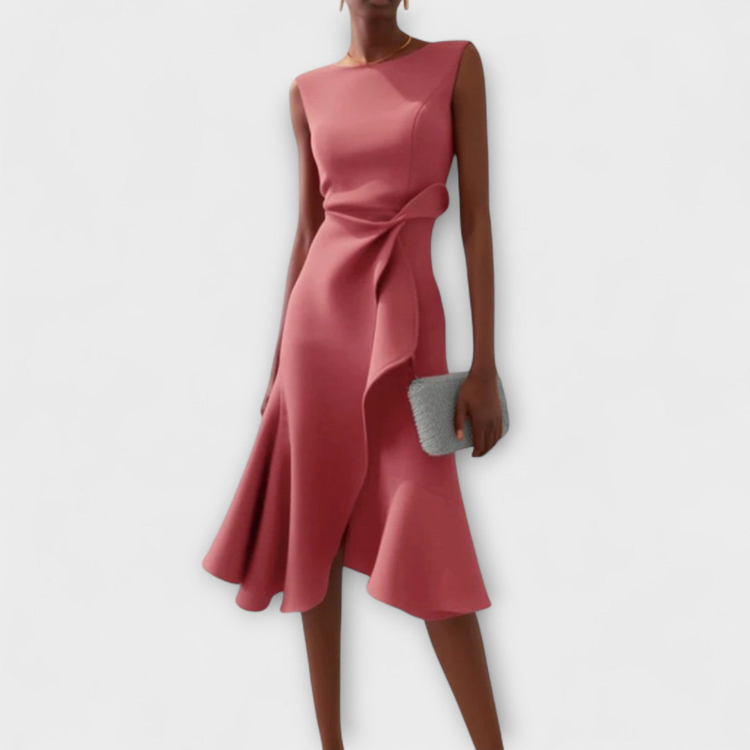 Women's Ruffle Midi Dress Cocktail Wedding Guest
