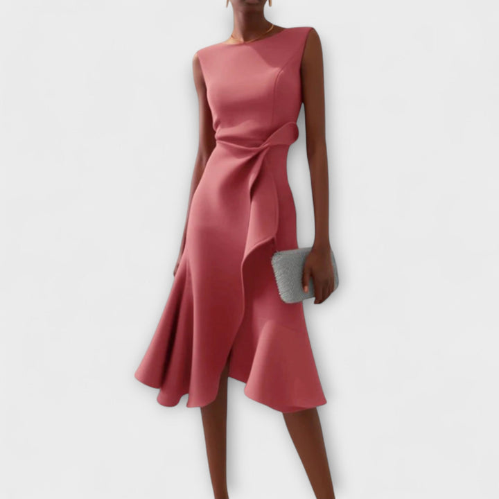 Women's Ruffle Midi Dress Cocktail Wedding Guest