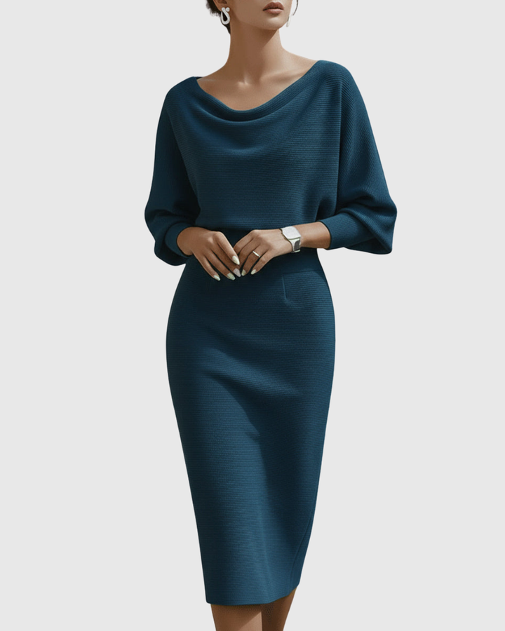 Elegant Knit Midi Cocktail Dress