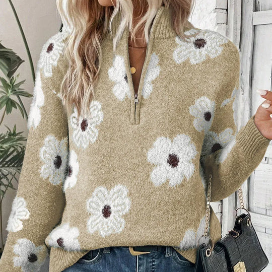 Bloom | Women's Half-Zip Floral Print Sweater