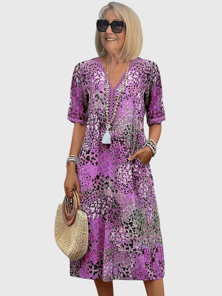 Women's Boho Floral Midi Dress Casual Summer
