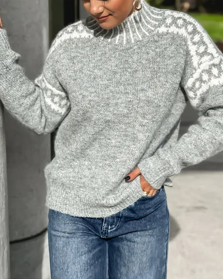 Isadora | Women's Fair Isle Yoke Mock Neck Sweater