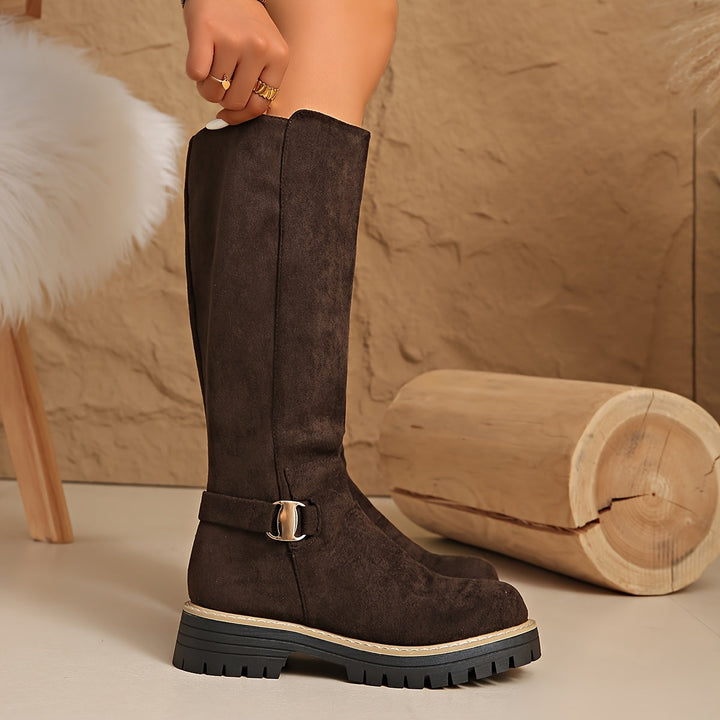 Odessa | Women's Knee High Buckle Platform Boots