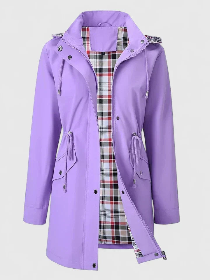 Wilhelmina | Women's Long Hooded Rain Jacket with Drawstring Waist