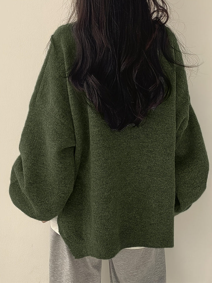 Josephine | Women's Balloon Sleeve Sweater with Relaxed Crew Neckline