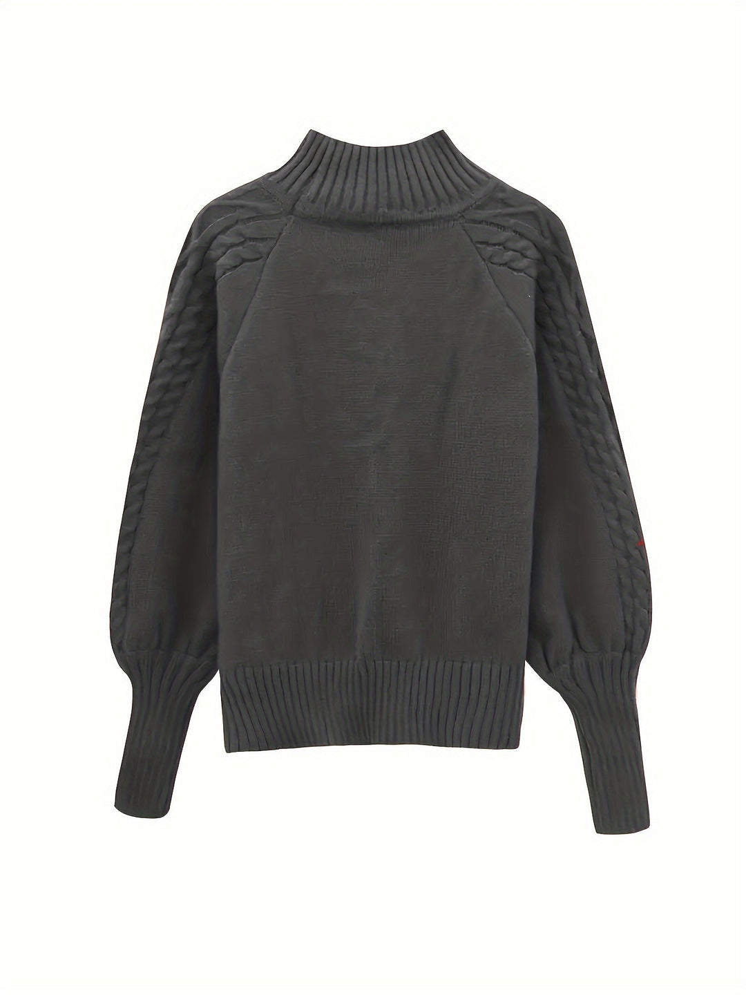 Isolde | Women's Puff Sleeve Mock Neck Cable Knit Sweater