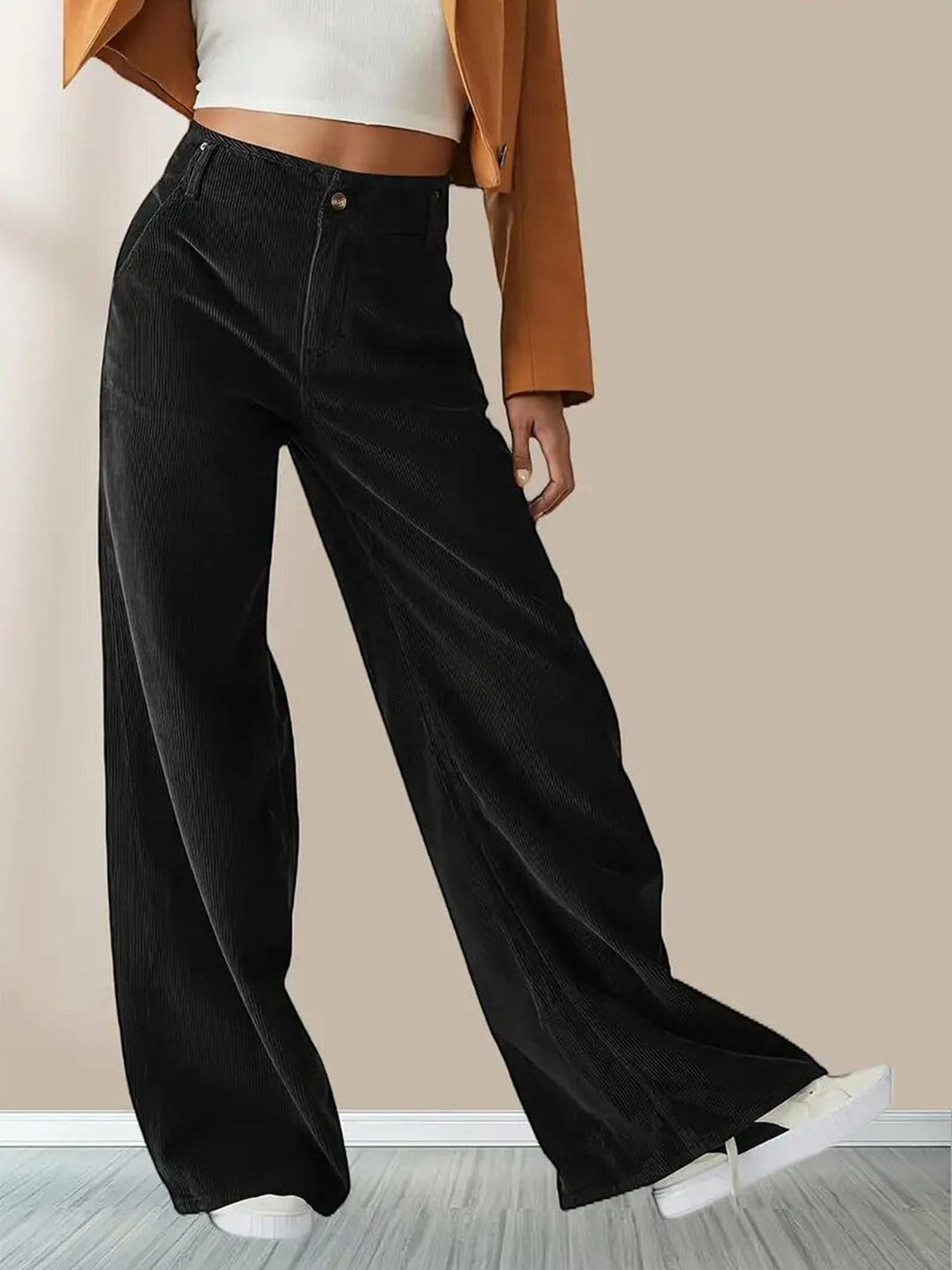 Sabine | Women's Relaxed Wide Leg Corduroy Pants with Button Fly