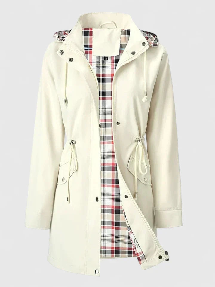 Wilhelmina | Women's Long Hooded Rain Jacket with Drawstring Waist