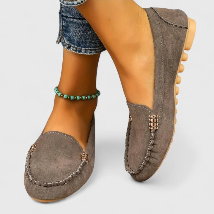 Suede Moccasin Slip On Loafers Women