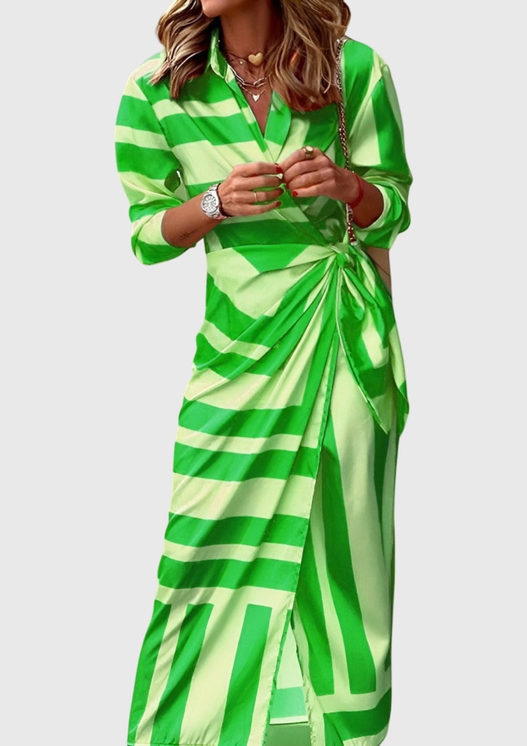Striped Wrap Midi Dress Chic Shirt Dress Summer