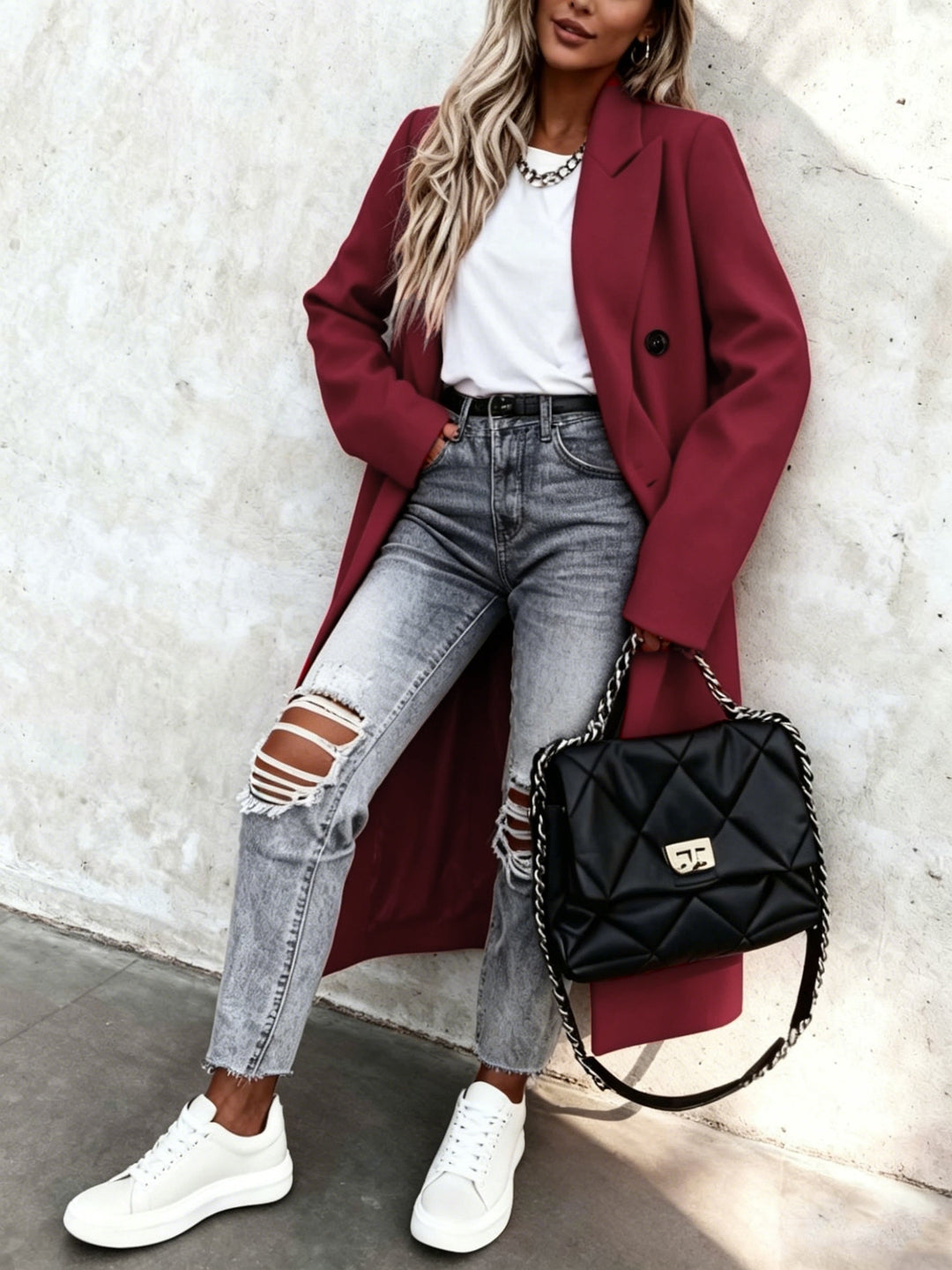 Bernadette | Women's Long Lapel Double Breasted Coat